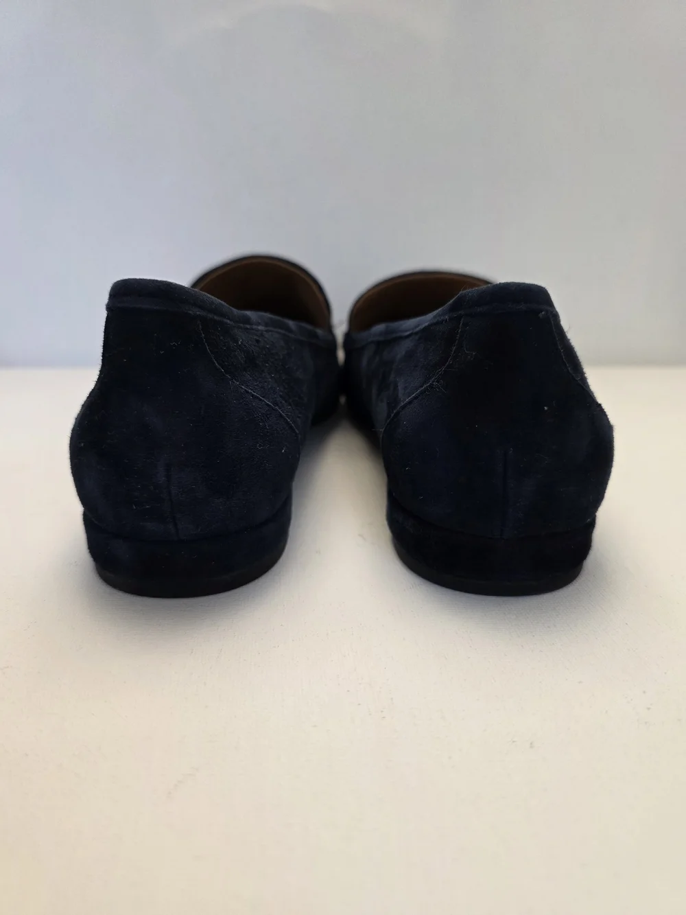 Talbots Navy Suede Pointed Toe Loafer with Crystal Brooch